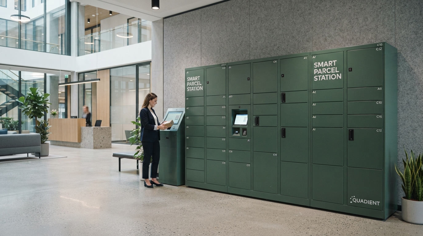 Lockers inteligentes Vaulto instalados en edificio moderno